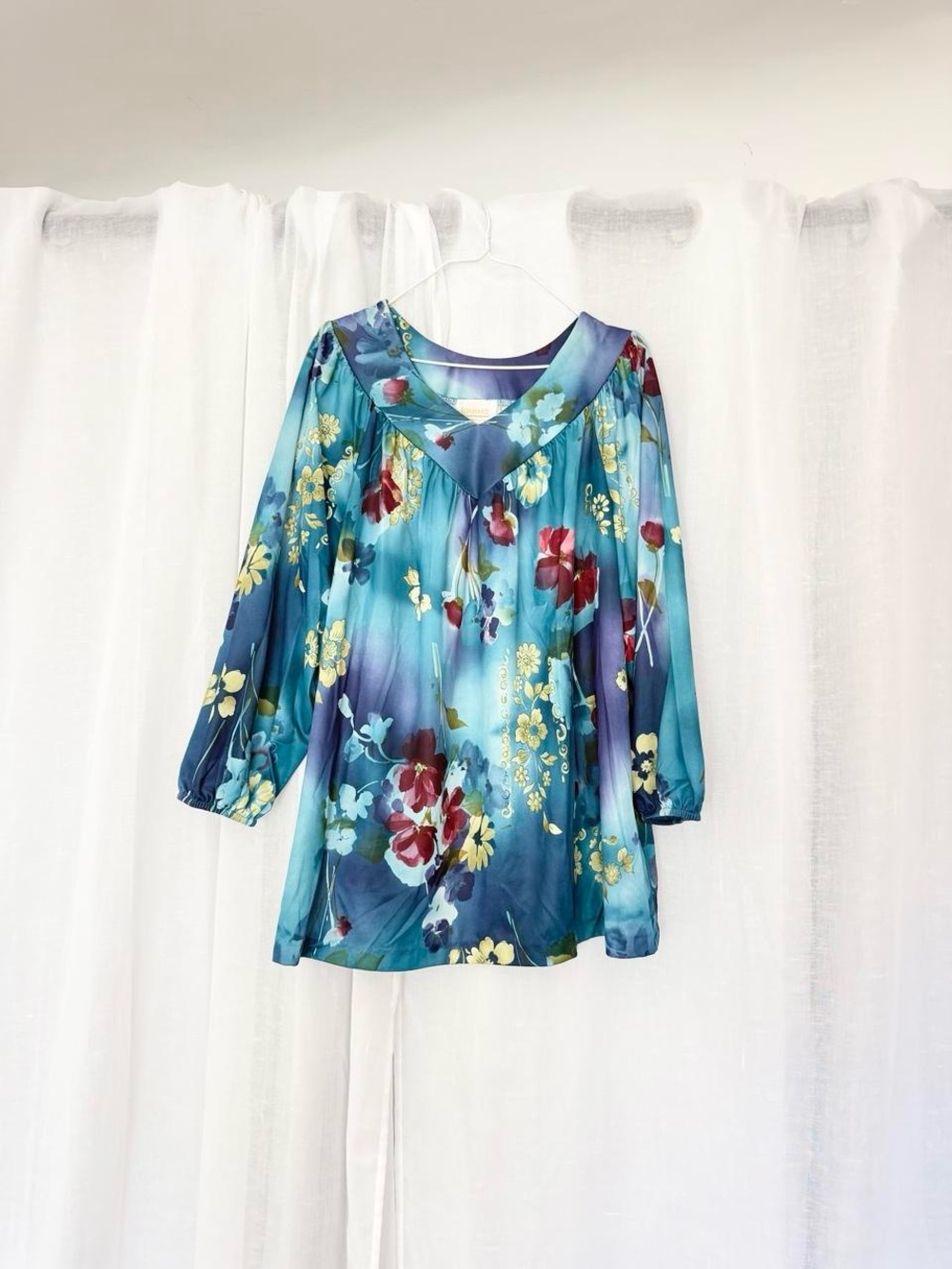Vintage Blue Floral Babydoll Dress